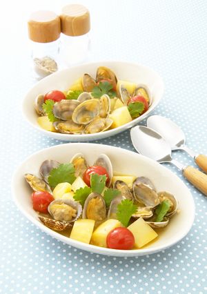 時短あさりと野菜の白ワイン煮パクチー風味-レシピのメイン写真