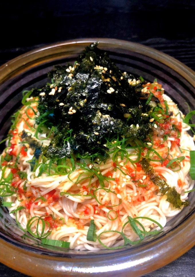 素麺の山形のだし乗せ韓国風の作り方-レシピのメイン写真
