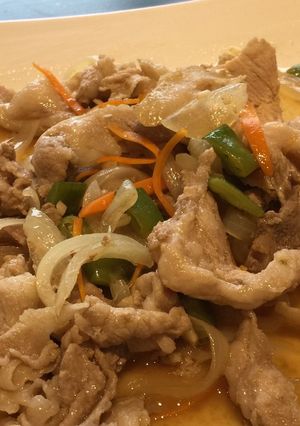 豚コマ、玉ねぎ、モロッコ豆の野菜炒め-レシピのメイン写真