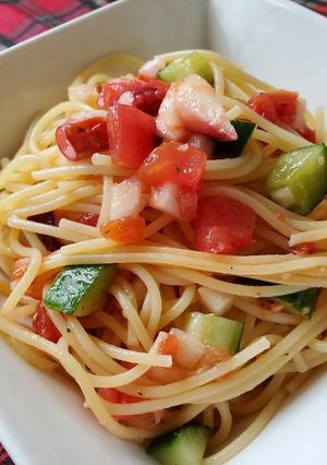 つるつると！タコとトマトの冷製パスタ～*-レシピのメイン写真
