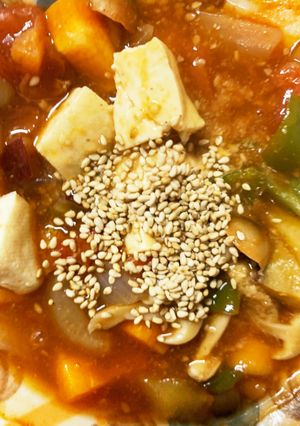 レンジ肉なしフレッシュトマト豆腐春炒め煮-レシピのメイン写真