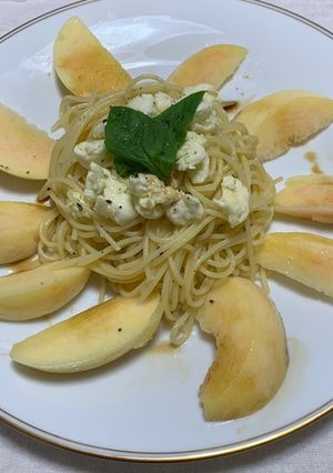 桃の冷製パスタ-レシピのメイン写真