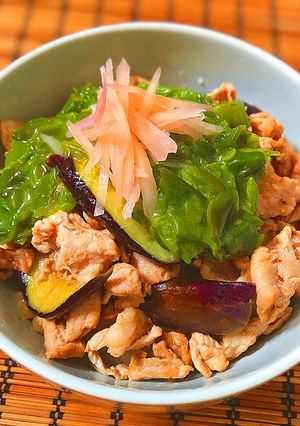 豚こまと茄子のポン酢炒め丼♬-レシピのメイン写真