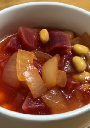 栄養満点！ビーツと大豆の野菜スープ-レシピのメイン写真