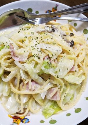 キャベツとベーコンのクリームパスタ-レシピのメイン写真