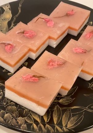 淡雪桜羊羹！三層の創作和菓子♪-レシピのメイン写真