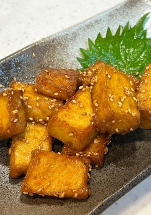夏の夕飯の副菜にカリッと厚揚げの甘辛ごま照り-レシピのメイン写真