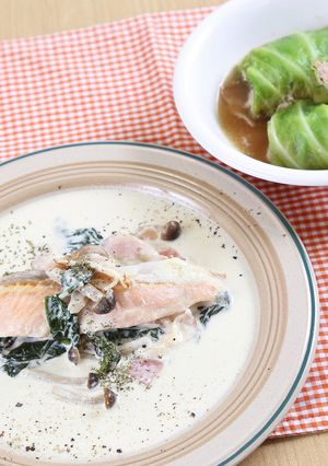 ロールキャベツ・鮭のクリーム煮-レシピのメイン写真