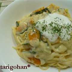 รูปของ カボチャのヨーグルトクリームパスタ