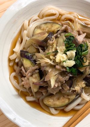 薬味を味わう♪豚なす冷しうどん-レシピのメイン写真