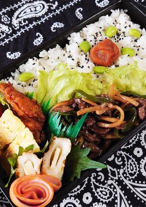 2020/7/11 チンジャオロース弁当-レシピのメイン写真