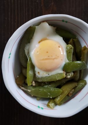 スナップエンドウのすごもり卵-レシピのメイン写真