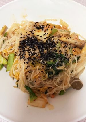 キムチ、野菜と肉焼き素麺-レシピのメイン写真