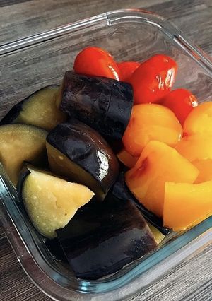 <海外で作る!>ナスとパプリカの煮びたし-レシピのメイン写真