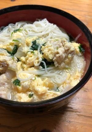 胡椒効かせた鳥団子の中華風にゅう麺-レシピのメイン写真
