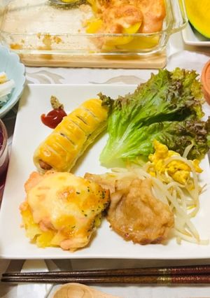 焼肉メインの夕飯・明太ポテトグラタン-レシピのメイン写真