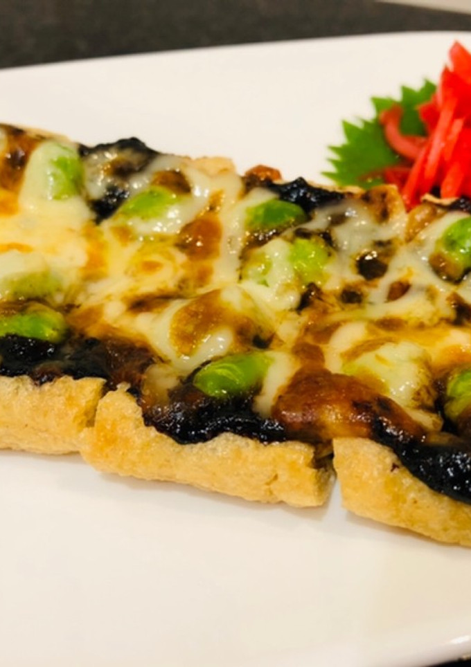 油揚げ×海苔の佃煮と枝豆のチーズピザ＊-レシピのメイン写真