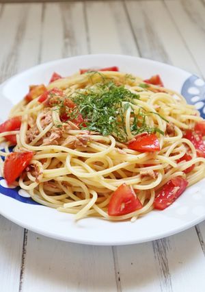 ランチに♪ツナ缶とトマトの和風冷製パスタ-レシピのメイン写真