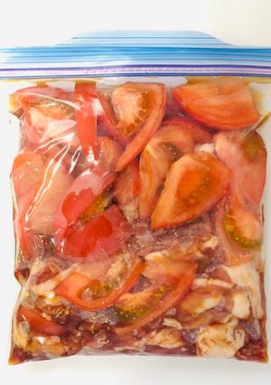 【下味冷凍】豚肉とトマトの卵炒め-レシピのメイン写真
