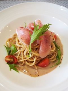 生ハムと水菜のクルミ味噌冷製パスタ-レシピのメイン写真