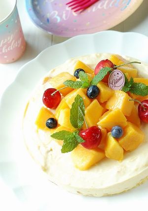 めちゃマンゴー♡マンゴーレアチーズケーキ-レシピのメイン写真