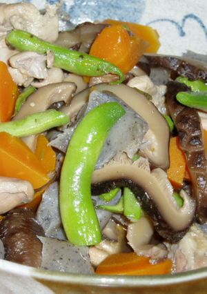 ヘルシー！鶏と干し椎茸入り素麺つゆの煮物-レシピのメイン写真