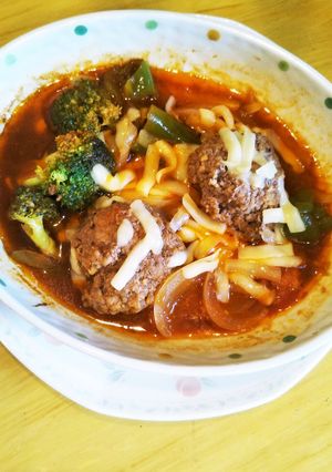 早ワザ煮込みハンバーグ レンチンで!-レシピのメイン写真