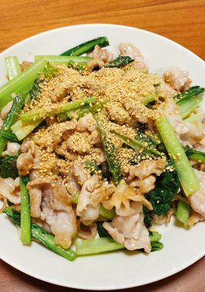 小松菜と豚の炒め物-レシピのメイン写真