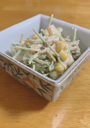 豆苗もやし明太マヨサラダ-レシピのメイン写真