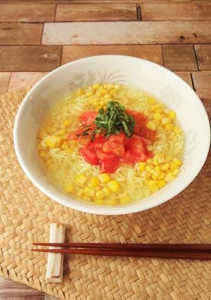 冷凍トマトとコーンの冷やしラーメン-レシピのメイン写真