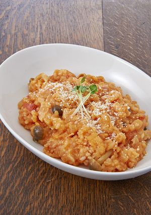 土鍋付き電子レンジでつくるトマトリゾット-レシピのメイン写真