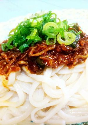 万願寺唐辛子とおじゃこの味噌和えうどん-レシピのメイン写真