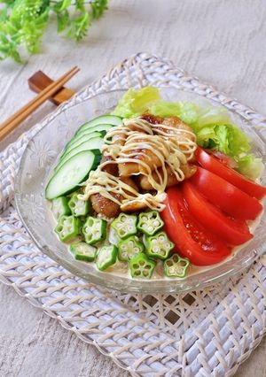 甘辛チキンマヨのごまサラダそうめん-レシピのメイン写真