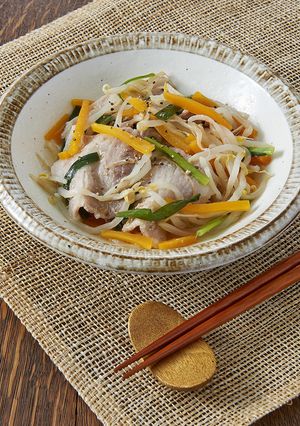レンジで！「豚肉ともやしの蒸し物」-レシピのメイン写真