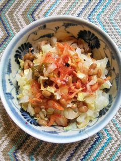 レンチンキャベツのキムチ納豆和え-レシピのメイン写真