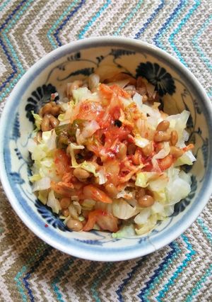 レンチンキャベツのキムチ納豆和え-レシピのメイン写真