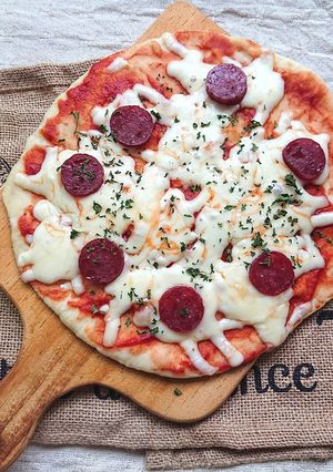 よくある材料でフライパンで簡単ピザ-レシピのメイン写真