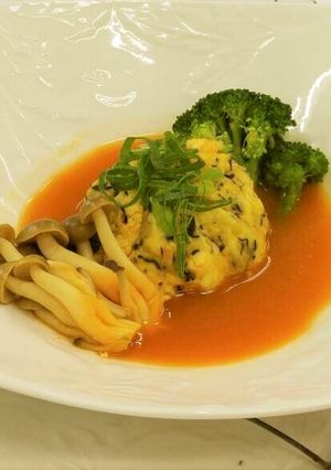 牛乳豆腐茶巾のホエー野菜スープかけ-レシピのメイン写真