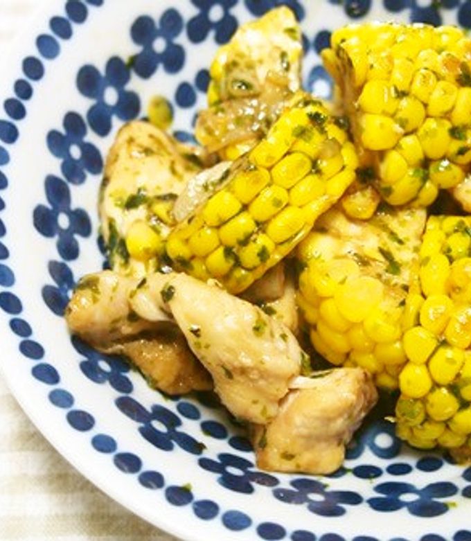 旬のトウモロコシと胸肉のアオサ照り焼き♪-レシピのメイン写真