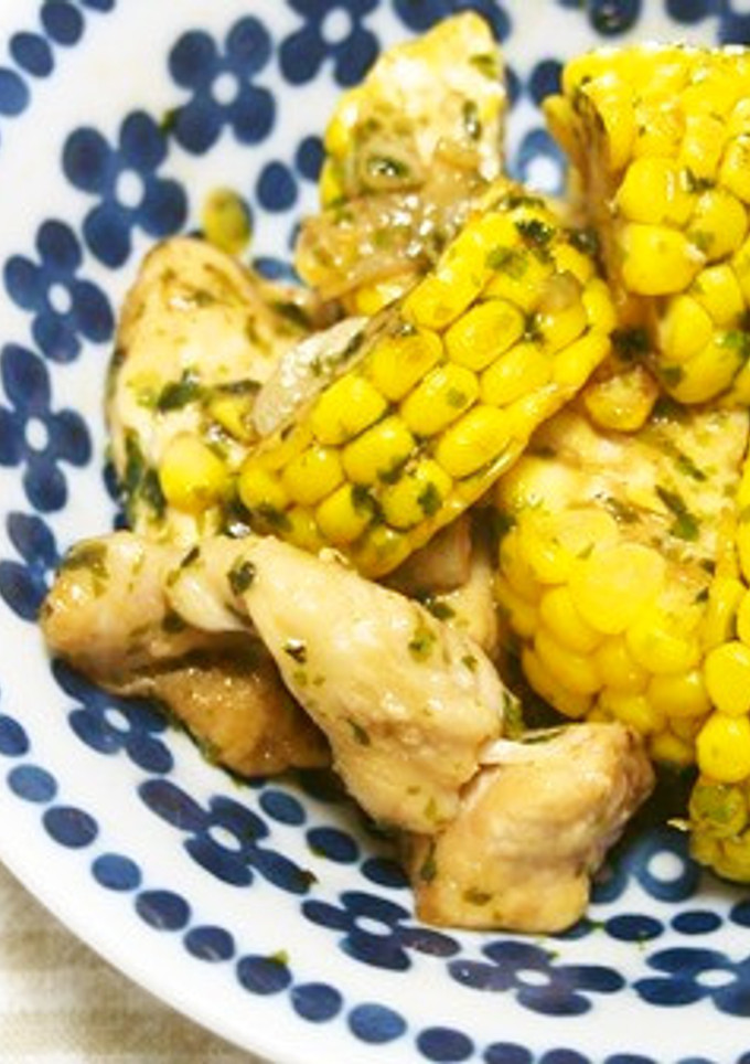 旬のトウモロコシと胸肉のアオサ照り焼き♪-レシピのメイン写真