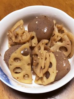 ピリ辛玉こんにゃくれんこん-レシピのメイン写真