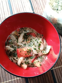 イカ入り! モロヘイヤとトマトのポン酢-レシピのメイン写真
