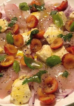 小豆島玉ねぎとサクランボで鯛カルパッチョ-レシピのメイン写真