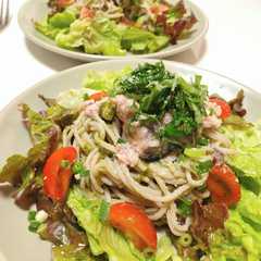รูปของ サバ缶deジェノベーゼ風★蕎麦サラダ