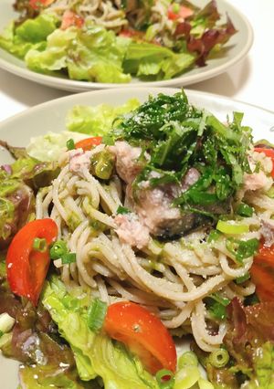 サバ缶deジェノベーゼ風★蕎麦サラダ-レシピのメイン写真