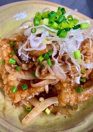 賄い!チキンタツタ照り焼き梅そぼろダレ!-レシピのメイン写真