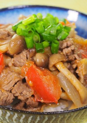 横浜産トマトでヘルシー味噌牛丼-レシピのメイン写真
