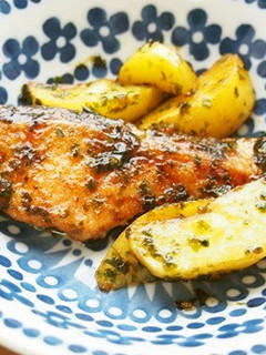鮭とじゃが芋のあおさ照り焼き!あおさ香る-レシピのメイン写真