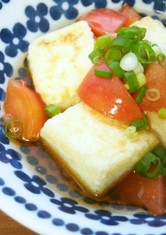 揚げ焼きで簡単！揚げ出し豆腐♪トマト入り-レシピのメイン写真