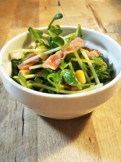 豆苗とベーコンのサラダ-レシピのメイン写真